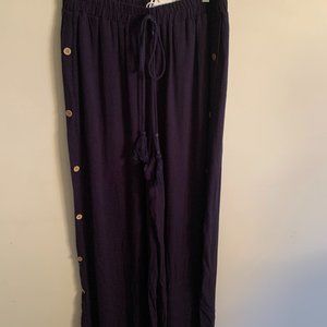 Caracilia Women's Linen Palazzo Size M (8/10) Pants in Navy Blue